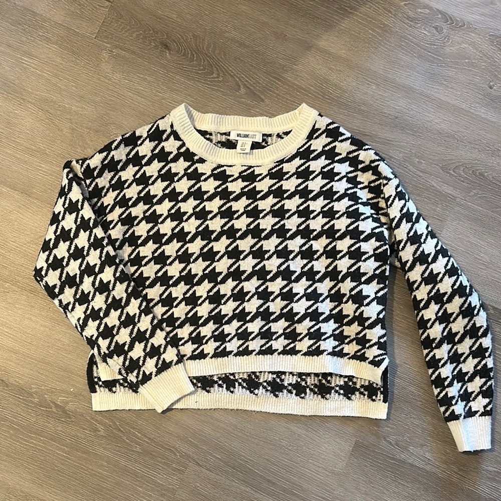 William Rast Black and White Cowl Neck Sweater